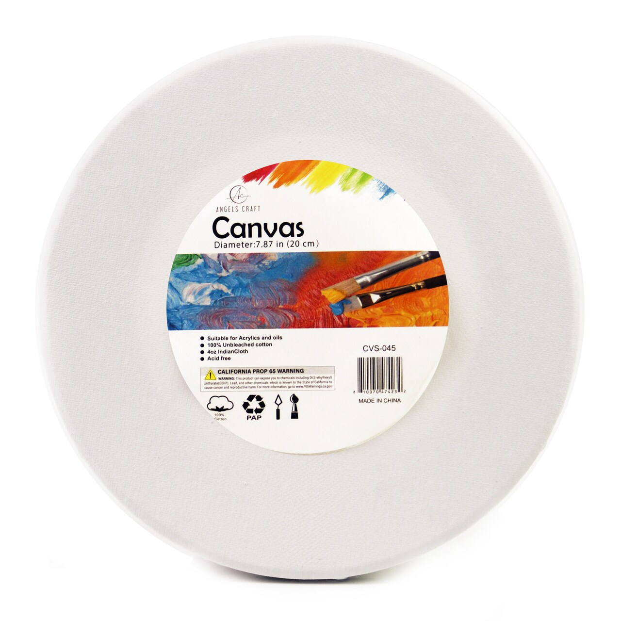 Angels Craft Round Wrapped Canvas - 100% Unbleached Cotton, 4 oz. of Indian Cloth, Acid Free